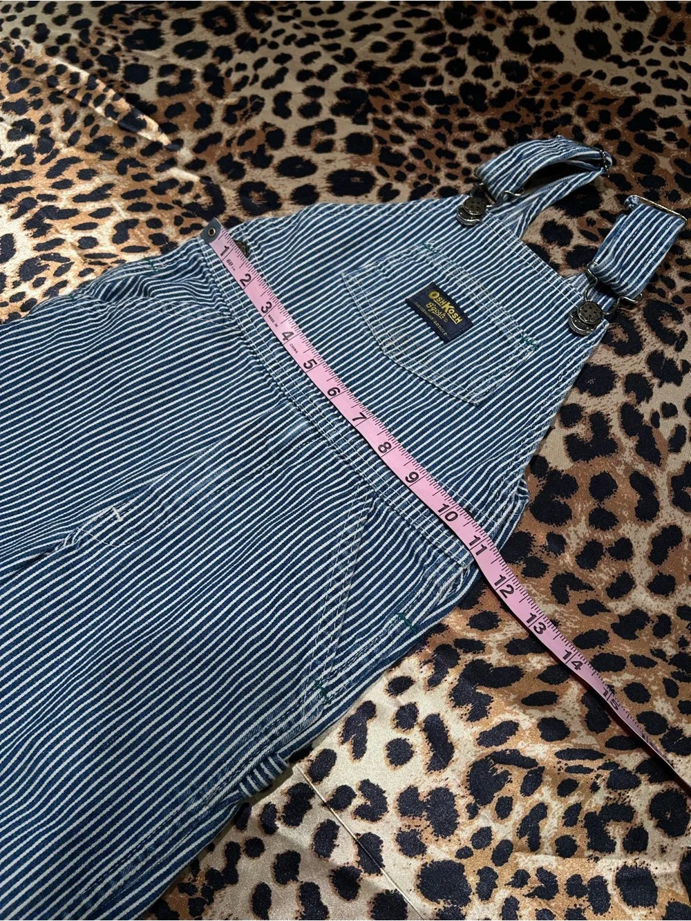Vintage OshKosh B’Gosh Blue & White Striped Denim Overalls